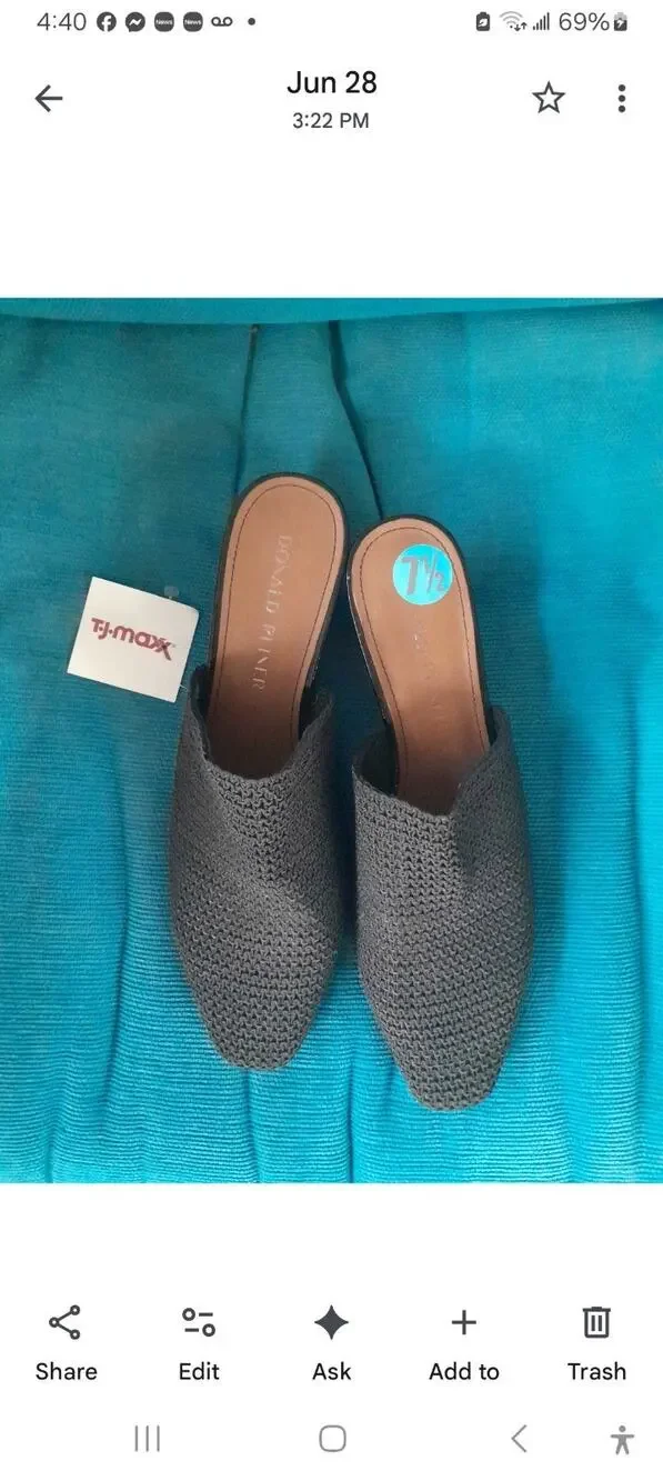Donald Pliner Black Woven Woven Heeled Mules Slides Leather Sole Women's 7 1/2